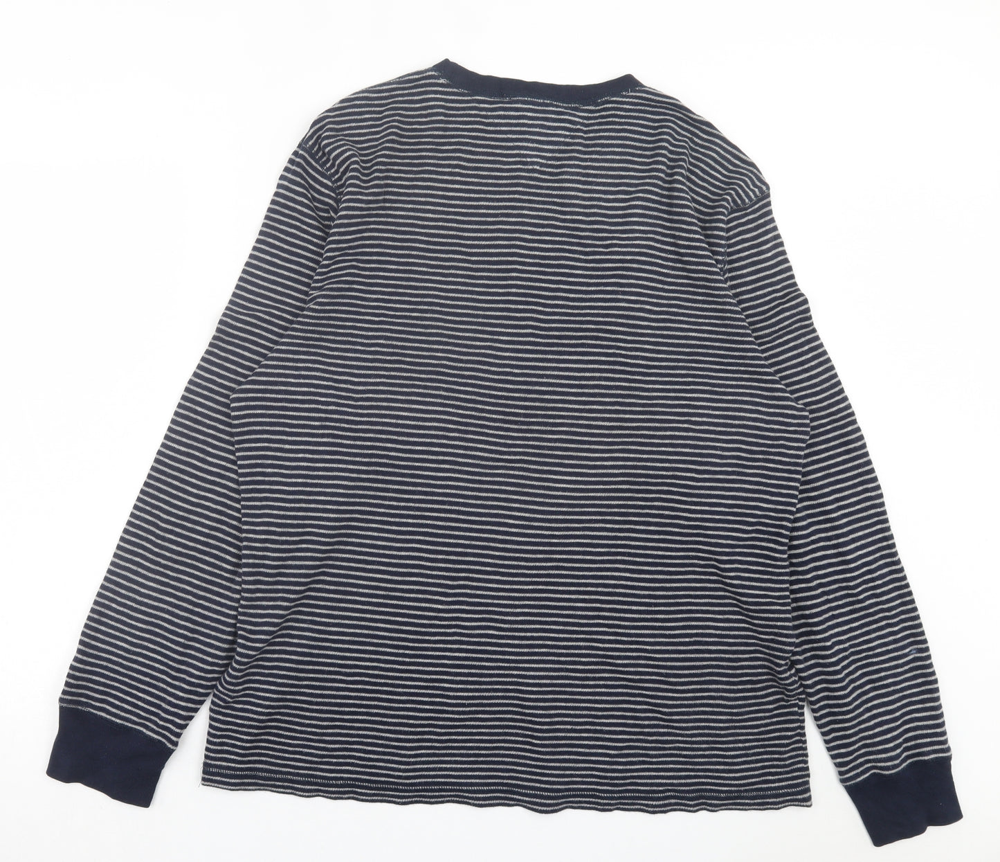 Tommy Hilfiger Mens Blue Crew Neck Striped Cotton Pullover Jumper Size L