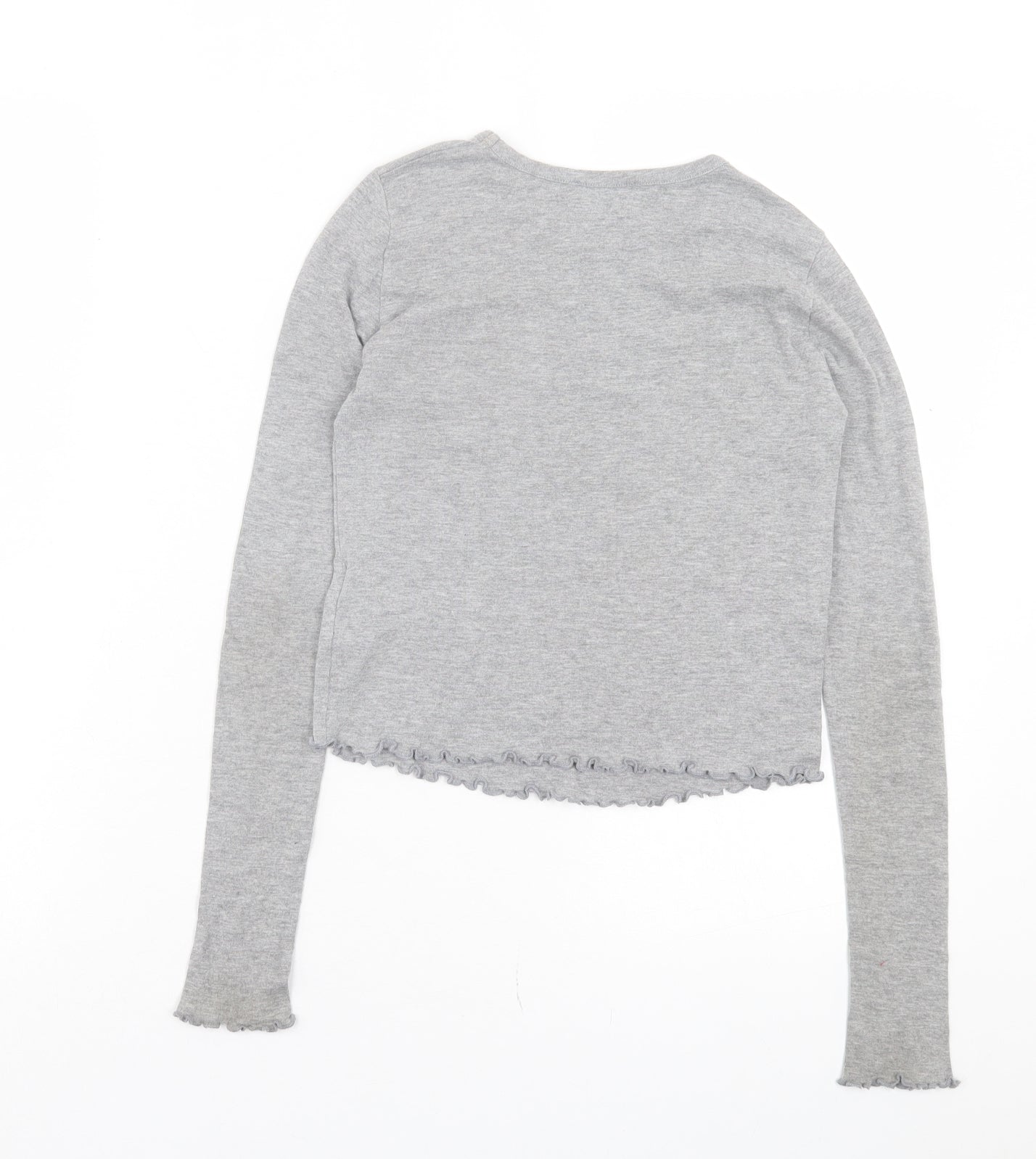 Topshop Womens Grey Cotton Cropped T-Shirt Size 6 Crew Neck - LoveStruck