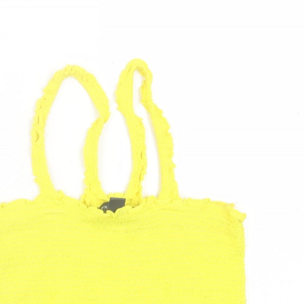 Primark Womens Yellow Viscose Cropped Tank Size M Halter