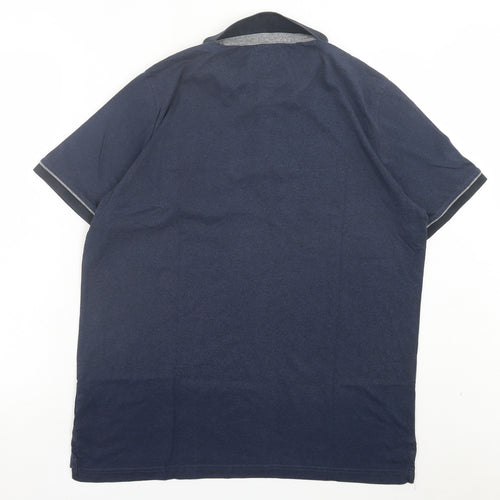 Le Shark Mens Blue Cotton Polo Size XL Collared Button - Pocket Detail