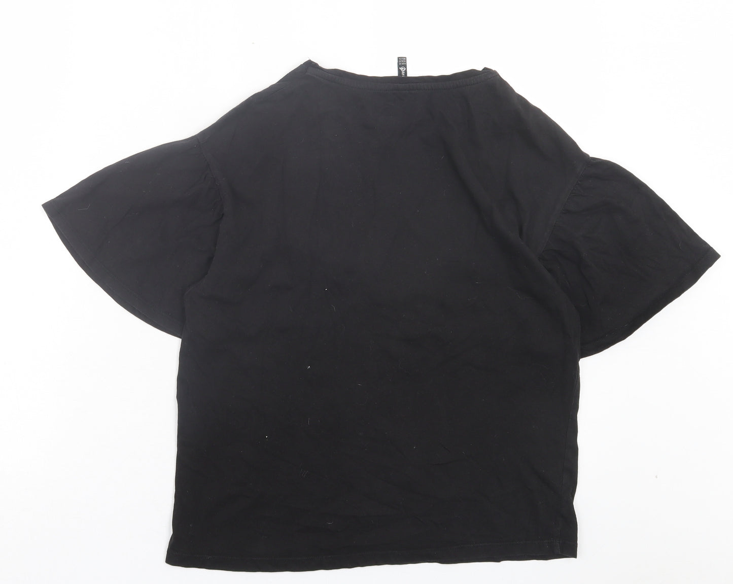Stradivarius Womens Black Cotton Basic T-Shirt Size 6 Crew Neck - Out Of Service