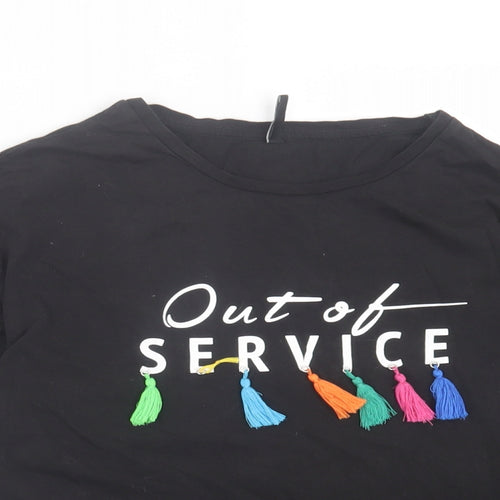 Stradivarius Womens Black Cotton Basic T-Shirt Size 6 Crew Neck - Out Of Service