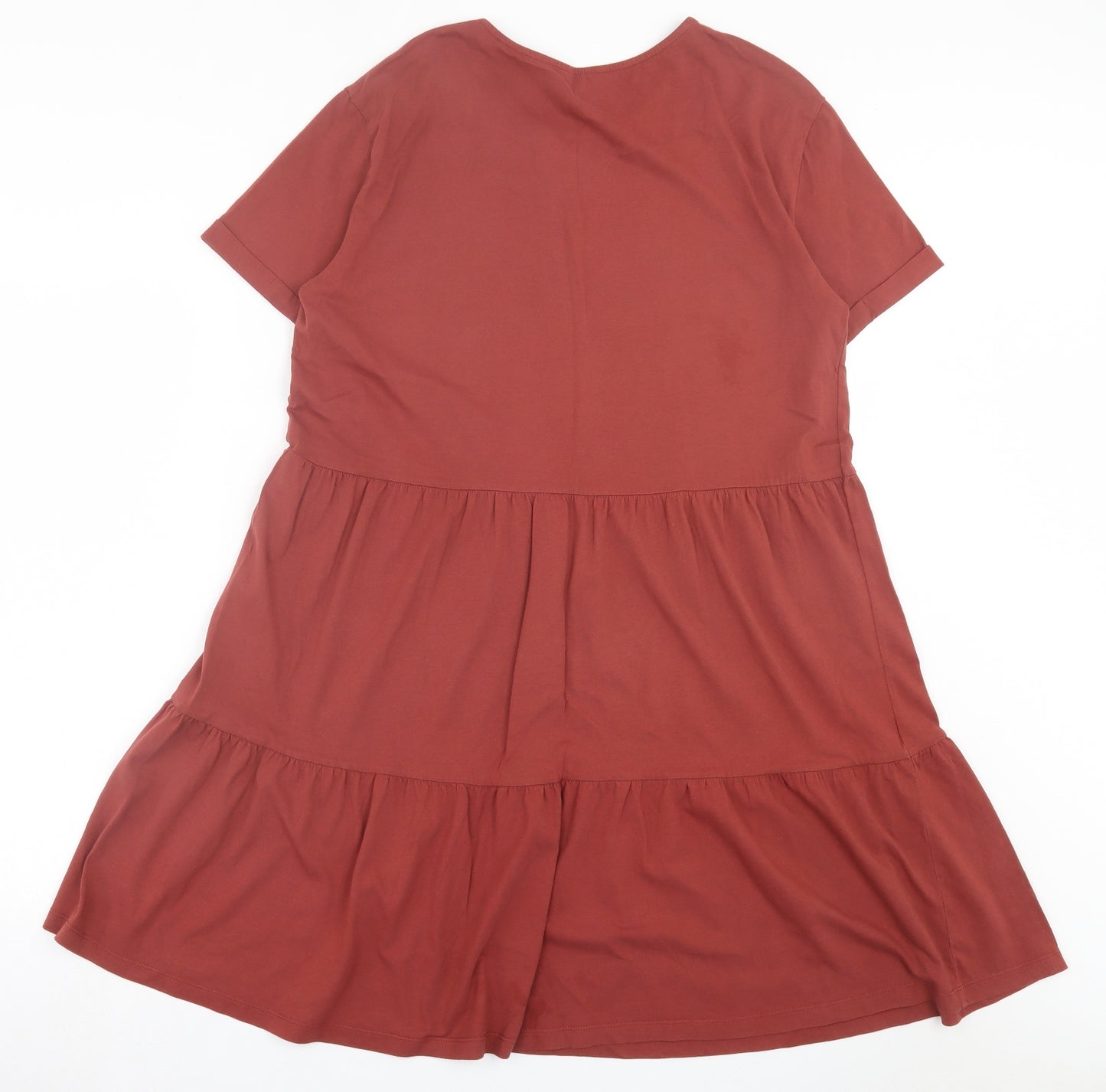 New Look Womens Brown Cotton T-Shirt Dress Size 12 Crew Neck Pullover