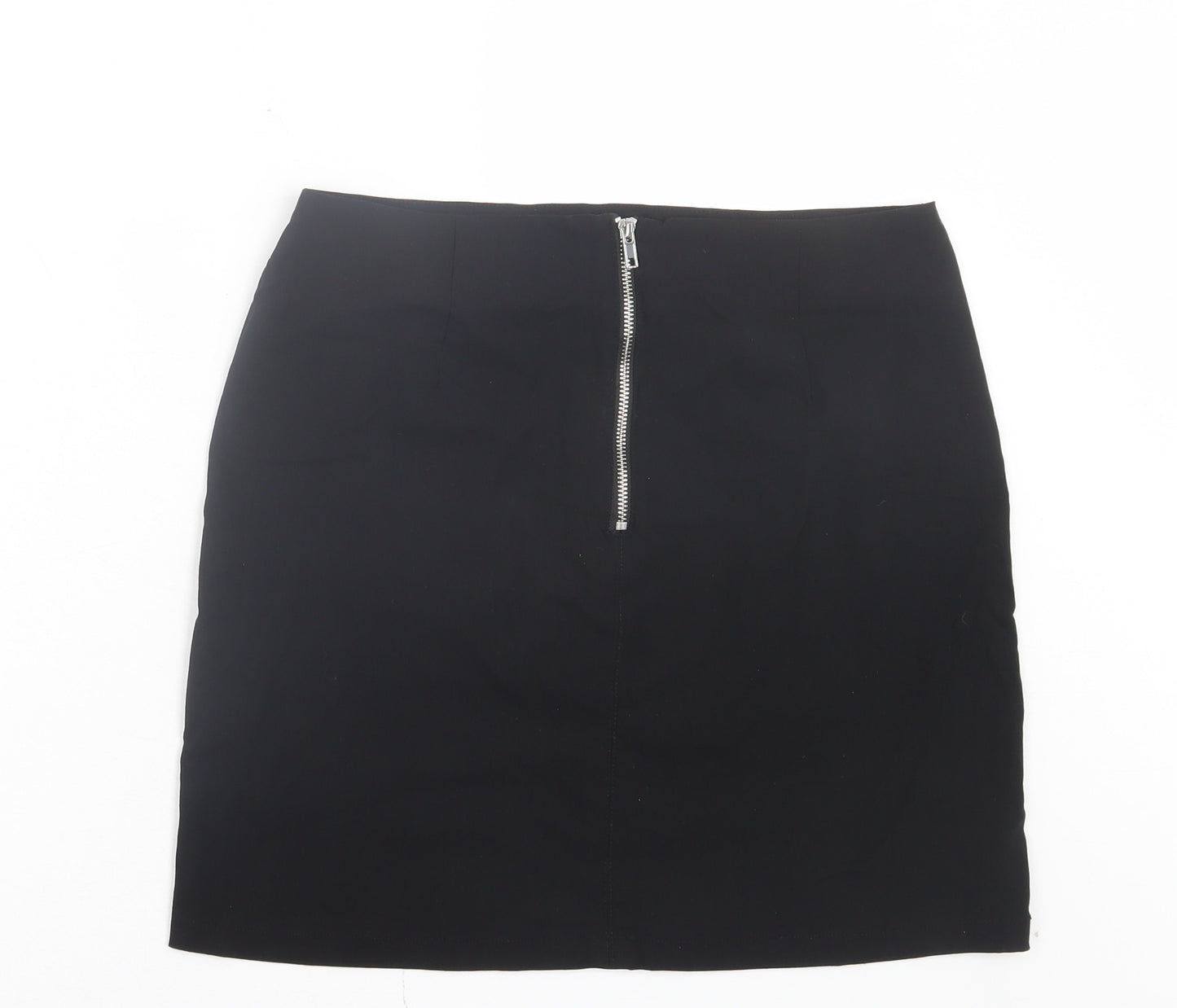 New Look Womens Black Viscose A-Line Skirt Size 12 Zip
