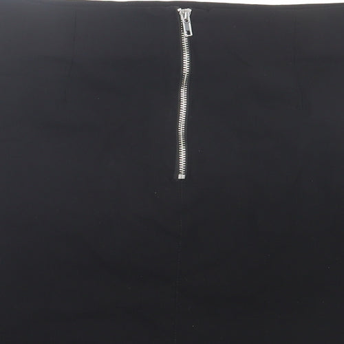 New Look Womens Black Viscose A-Line Skirt Size 12 Zip