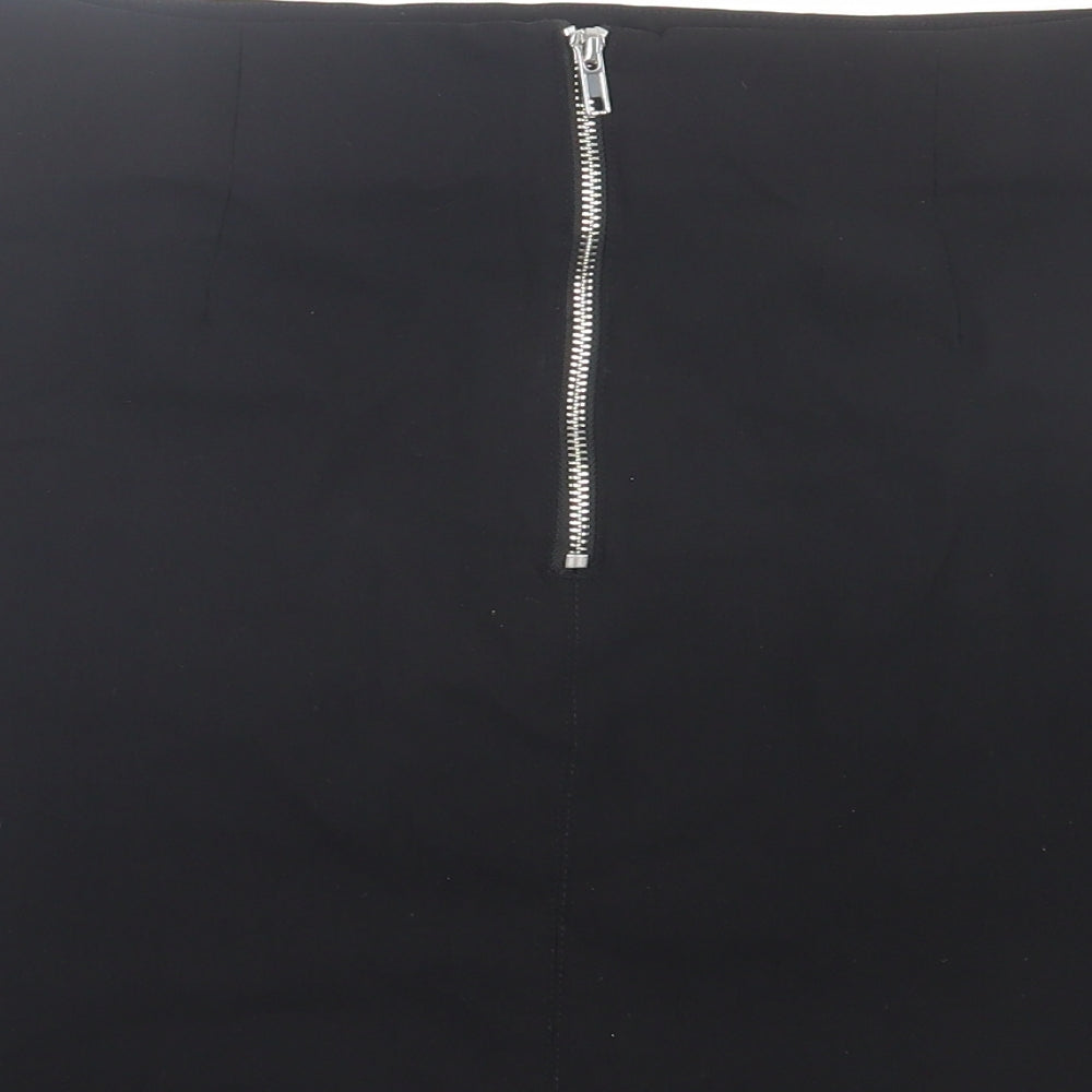 New Look Womens Black Viscose A-Line Skirt Size 12 Zip