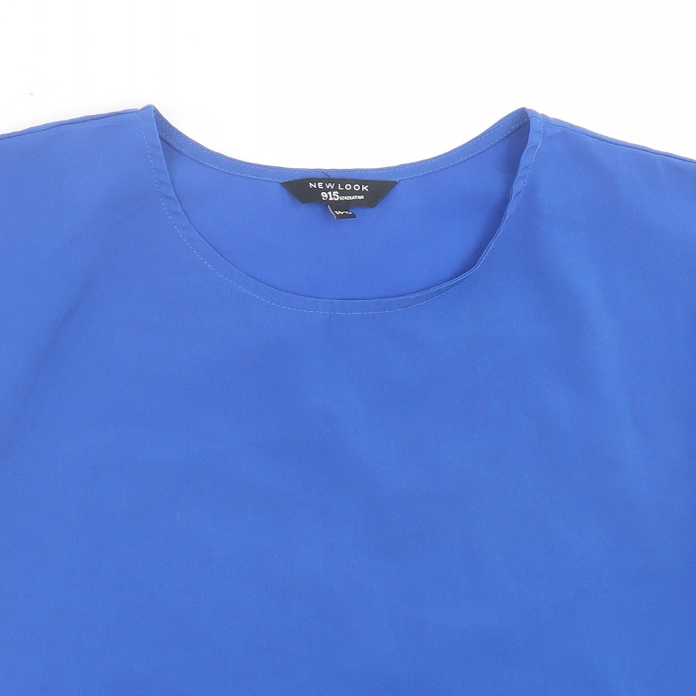 New Look Girls Blue Polyester Basic T-Shirt Size 14-15 Years Crew Neck Pullover