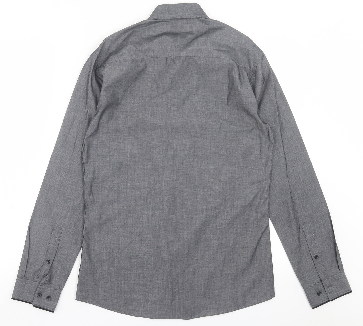 Cedar Wood State Mens Grey Polyester Button-Up Size 14.5 Collared Button