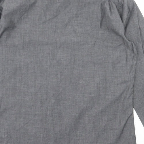 Cedar Wood State Mens Grey Polyester Button-Up Size 14.5 Collared Button