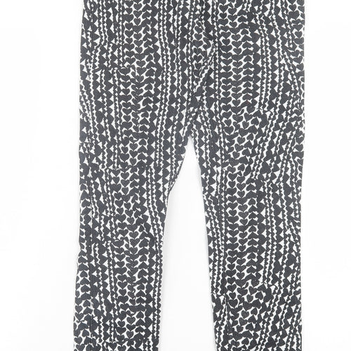 H&M Womens Black Geometric Cotton Jegging Trousers Size 10 L30 in Regular