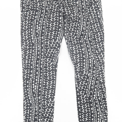 H&M Womens Black Geometric Cotton Jegging Trousers Size 10 L30 in Regular