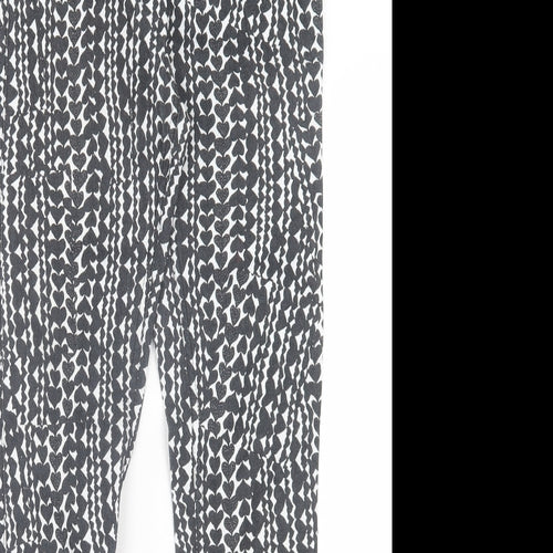 H&M Womens Black Geometric Cotton Jegging Trousers Size 10 L30 in Regular