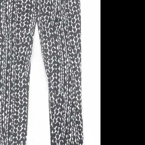 H&M Womens Black Geometric Cotton Jegging Trousers Size 10 L30 in Regular