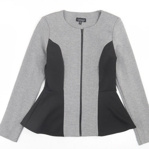 Topshop Womens Grey Jacket Size 10 Zip