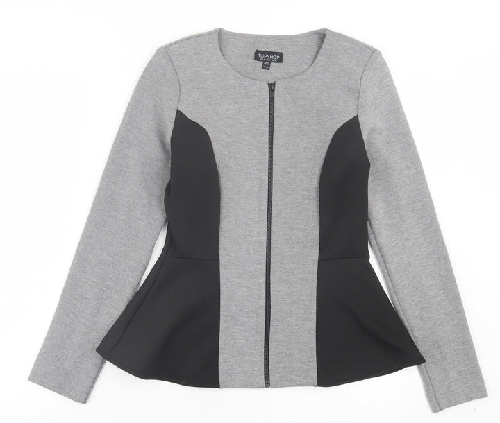 Topshop Womens Grey Jacket Size 10 Zip