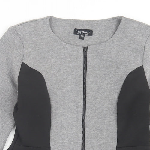 Topshop Womens Grey Jacket Size 10 Zip
