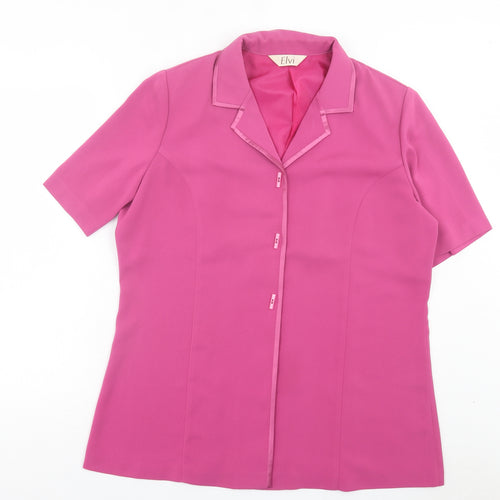 ELVI Womens Pink Polyester Basic Button-Up Size 18 Collared
