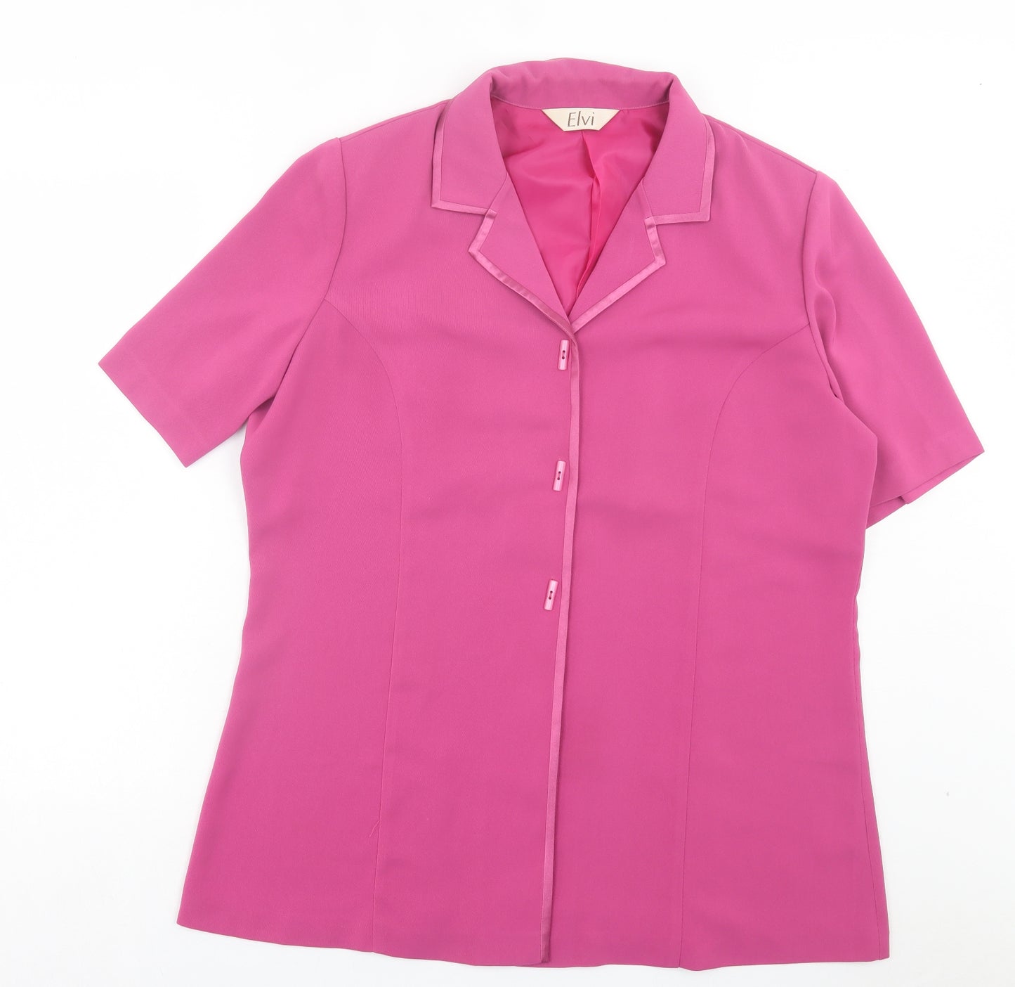 ELVI Womens Pink Polyester Basic Button-Up Size 18 Collared