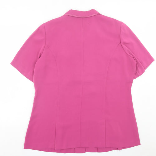 ELVI Womens Pink Polyester Basic Button-Up Size 18 Collared