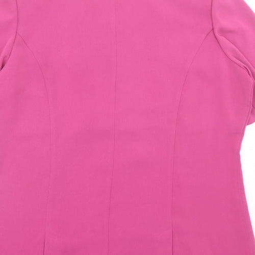 ELVI Womens Pink Polyester Basic Button-Up Size 18 Collared