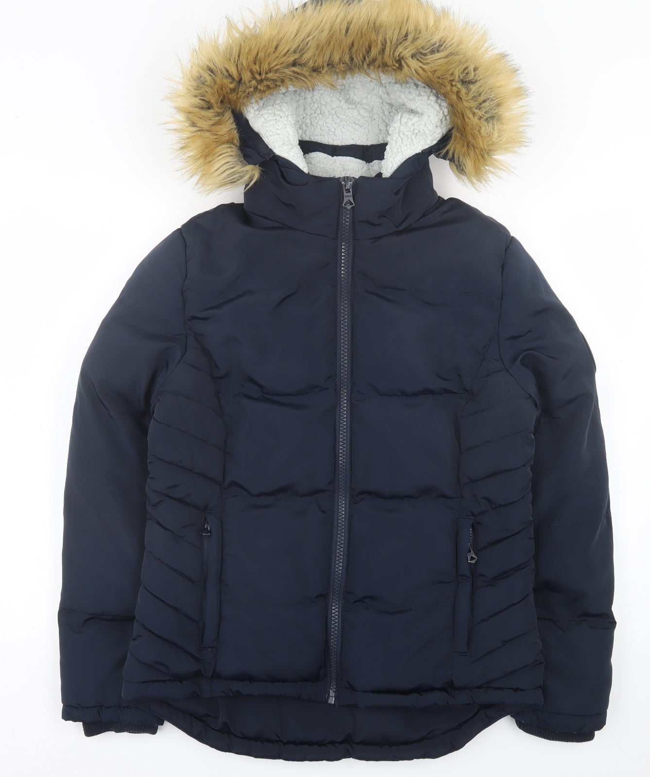 SoulCal&Co Womens Blue Parka Coat Size 10 Zip