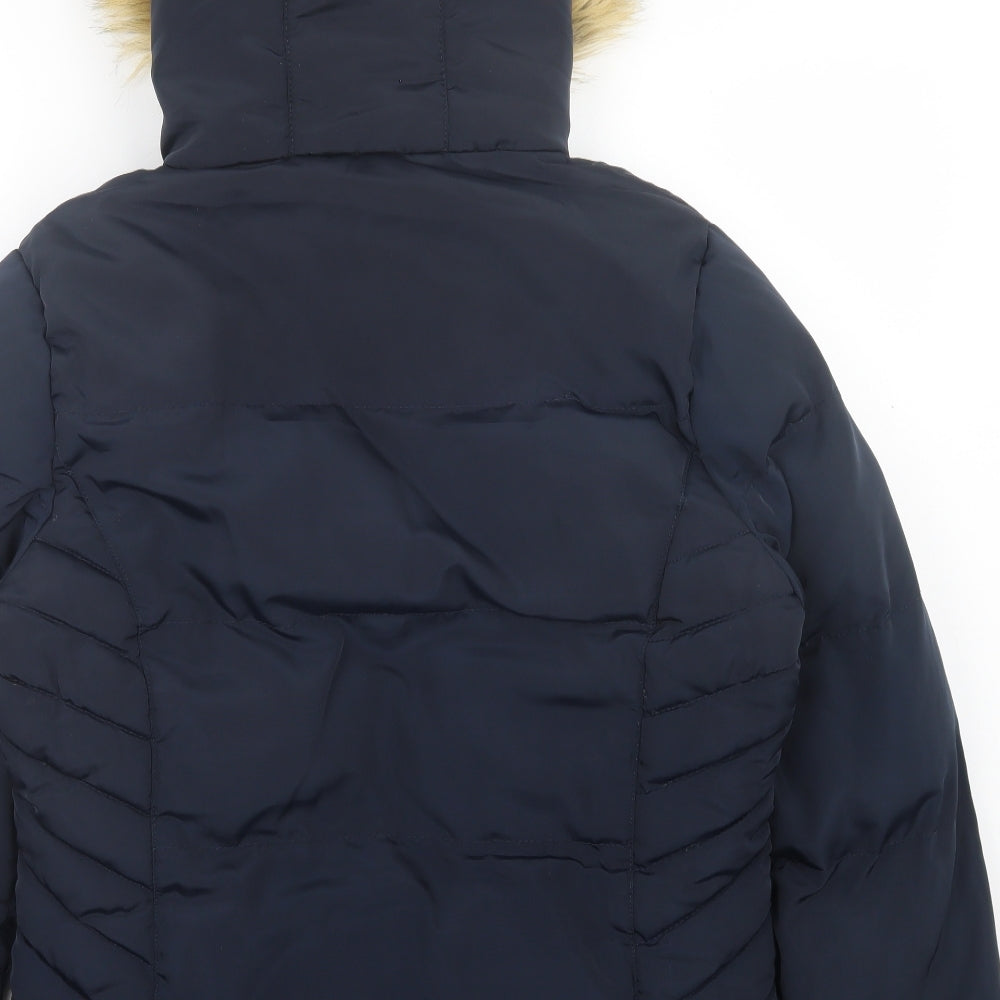 SoulCal&Co Womens Blue Parka Coat Size 10 Zip