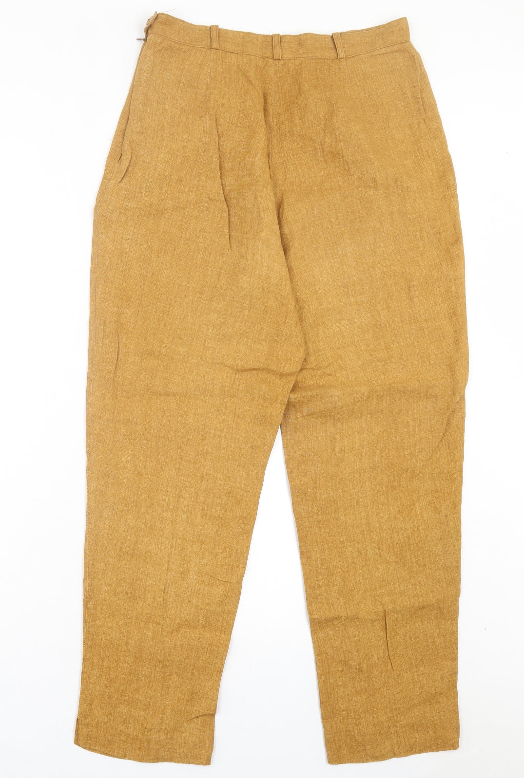 Mario Dessuti Womens Yellow Linen Trousers Size 28 in L29 in Regular Button
