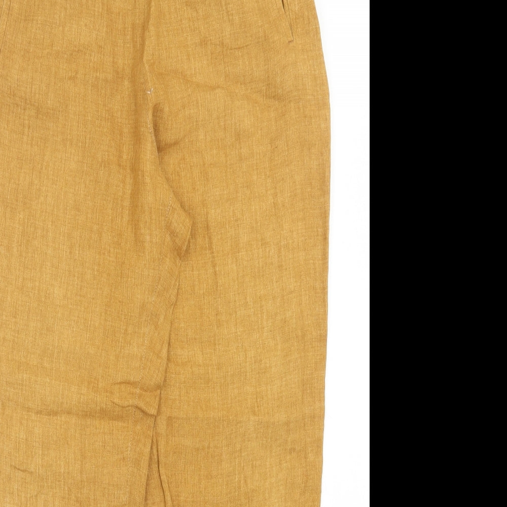 Mario Dessuti Womens Yellow Linen Trousers Size 28 in L29 in Regular Button
