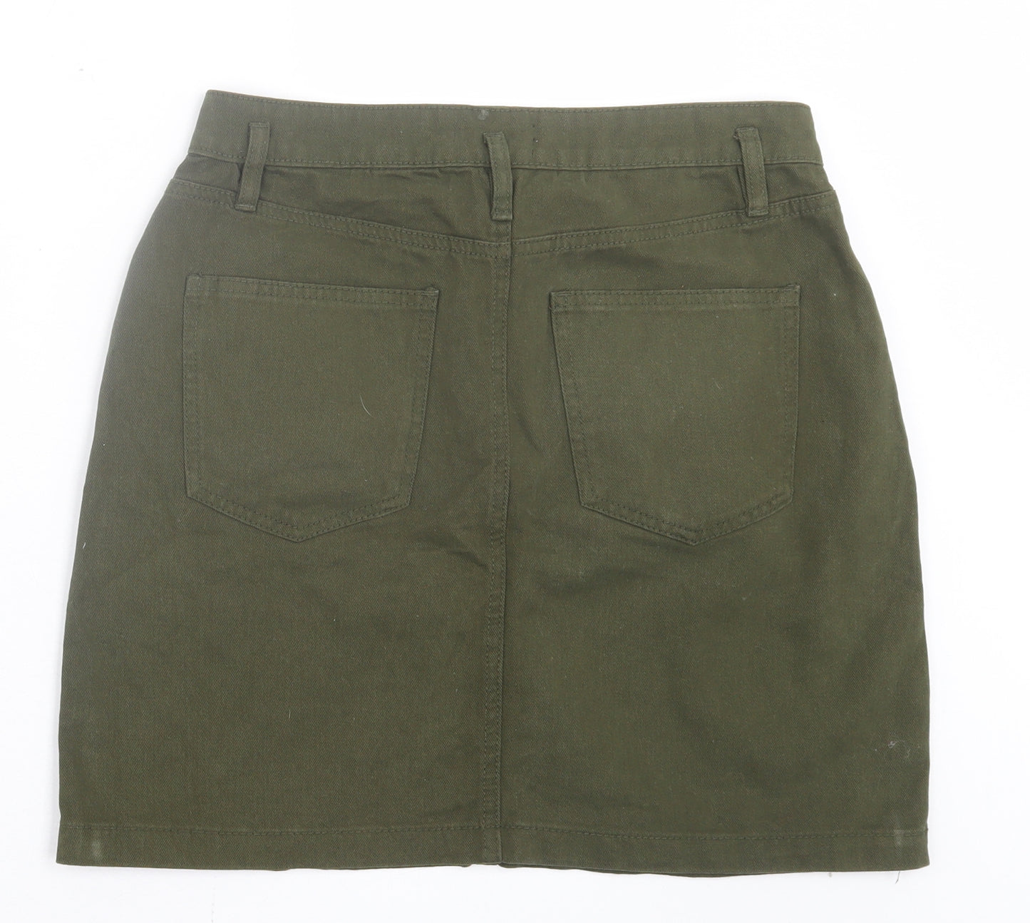 PEP&CO Womens Green Cotton A-Line Skirt Size 10 Button