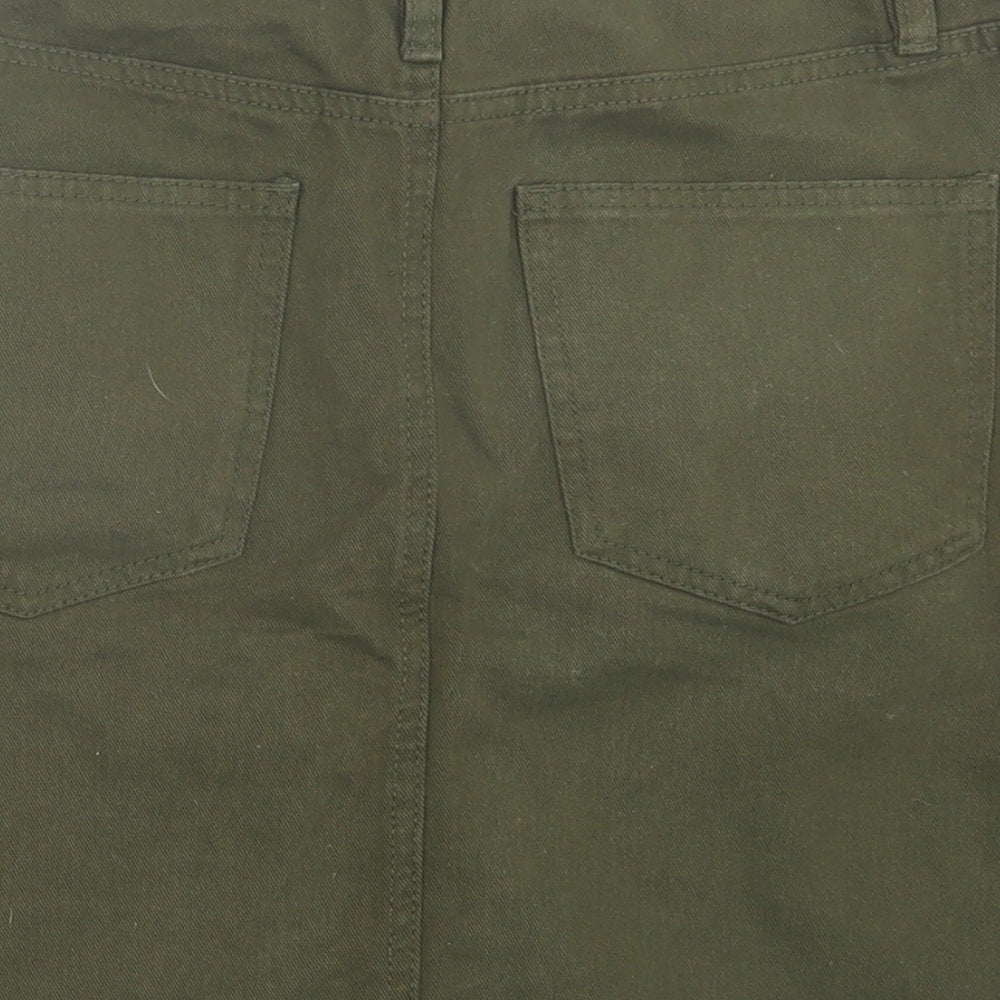 PEP&CO Womens Green Cotton A-Line Skirt Size 10 Button