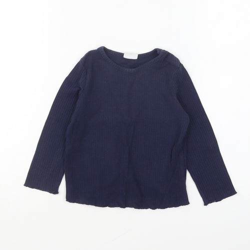F&F Girls Blue Cotton Basic T-Shirt Size 18-24 Months Round Neck Pullover