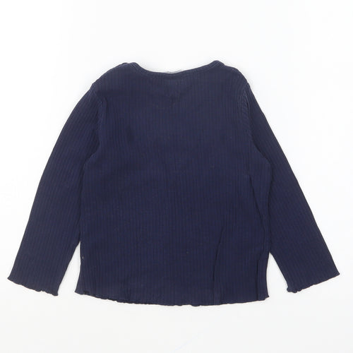 F&F Girls Blue Cotton Basic T-Shirt Size 18-24 Months Round Neck Pullover