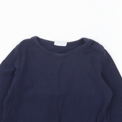 F&F Girls Blue Cotton Basic T-Shirt Size 18-24 Months Round Neck Pullover