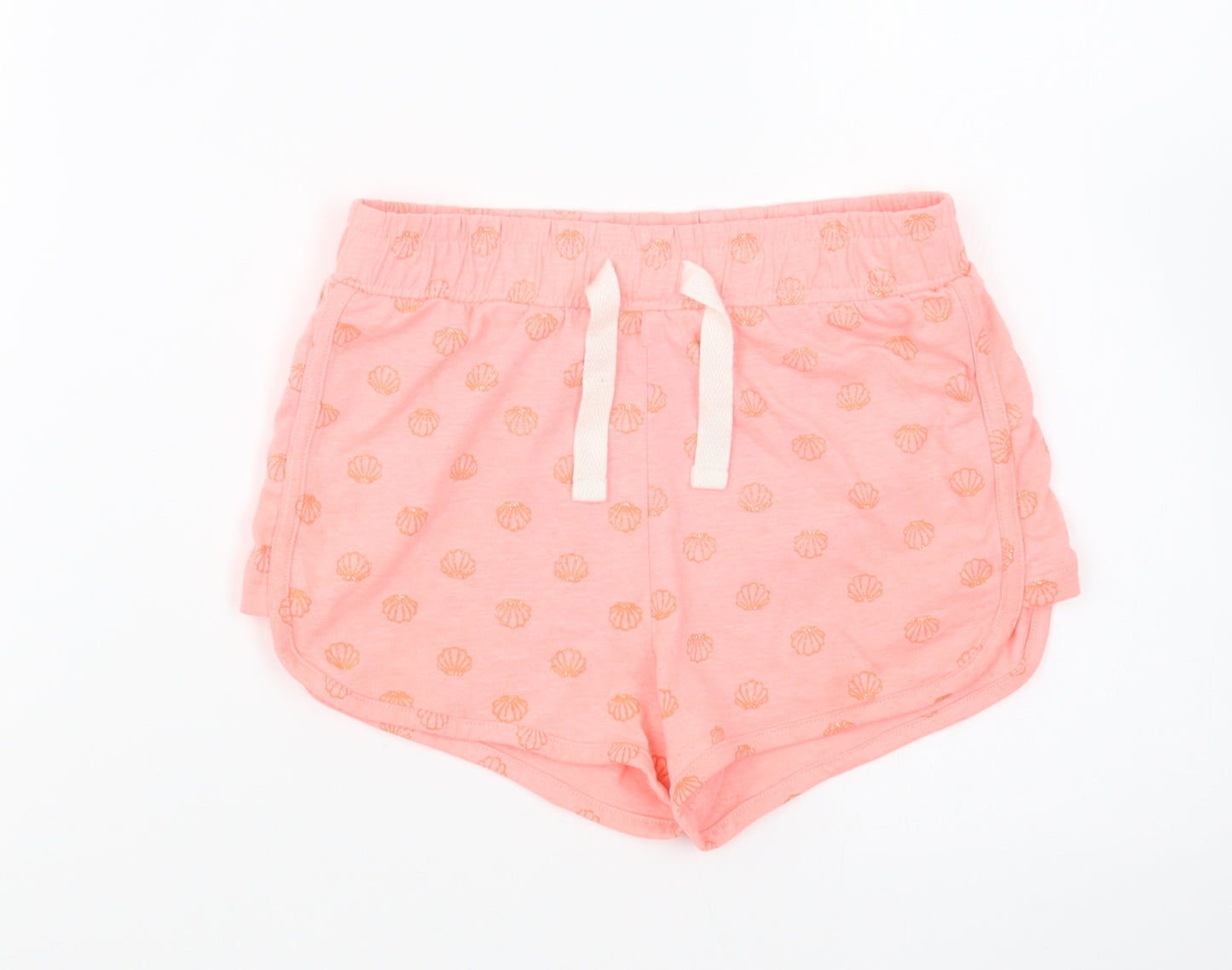 Dunnes Stores Girls Pink Geometric Polyester Sweat Shorts Size 7-8 Years Regular Drawstring - Shell