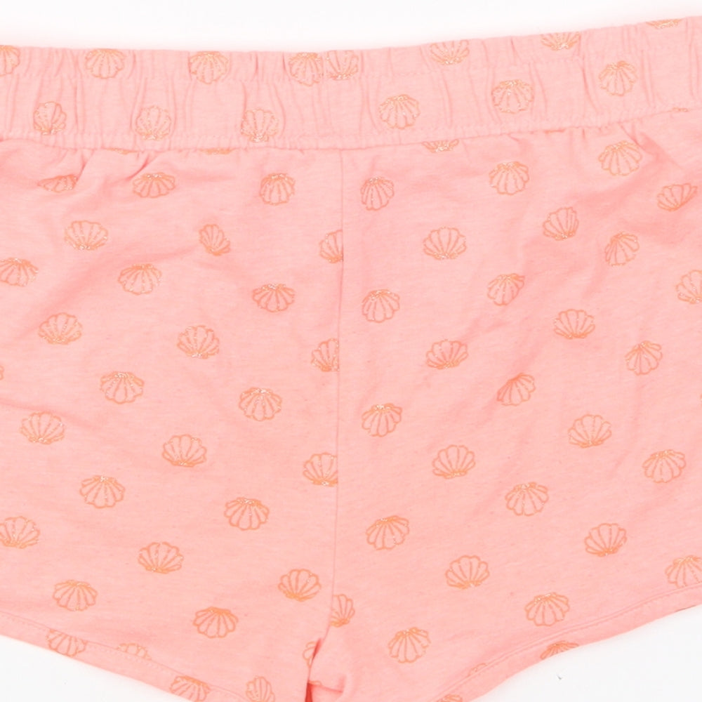 Dunnes Stores Girls Pink Geometric Polyester Sweat Shorts Size 7-8 Years Regular Drawstring - Shell