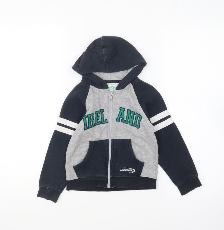 Lansdowne Boys Blue Cotton Full Zip Hoodie Size 3-4 Years Zip - Ireland