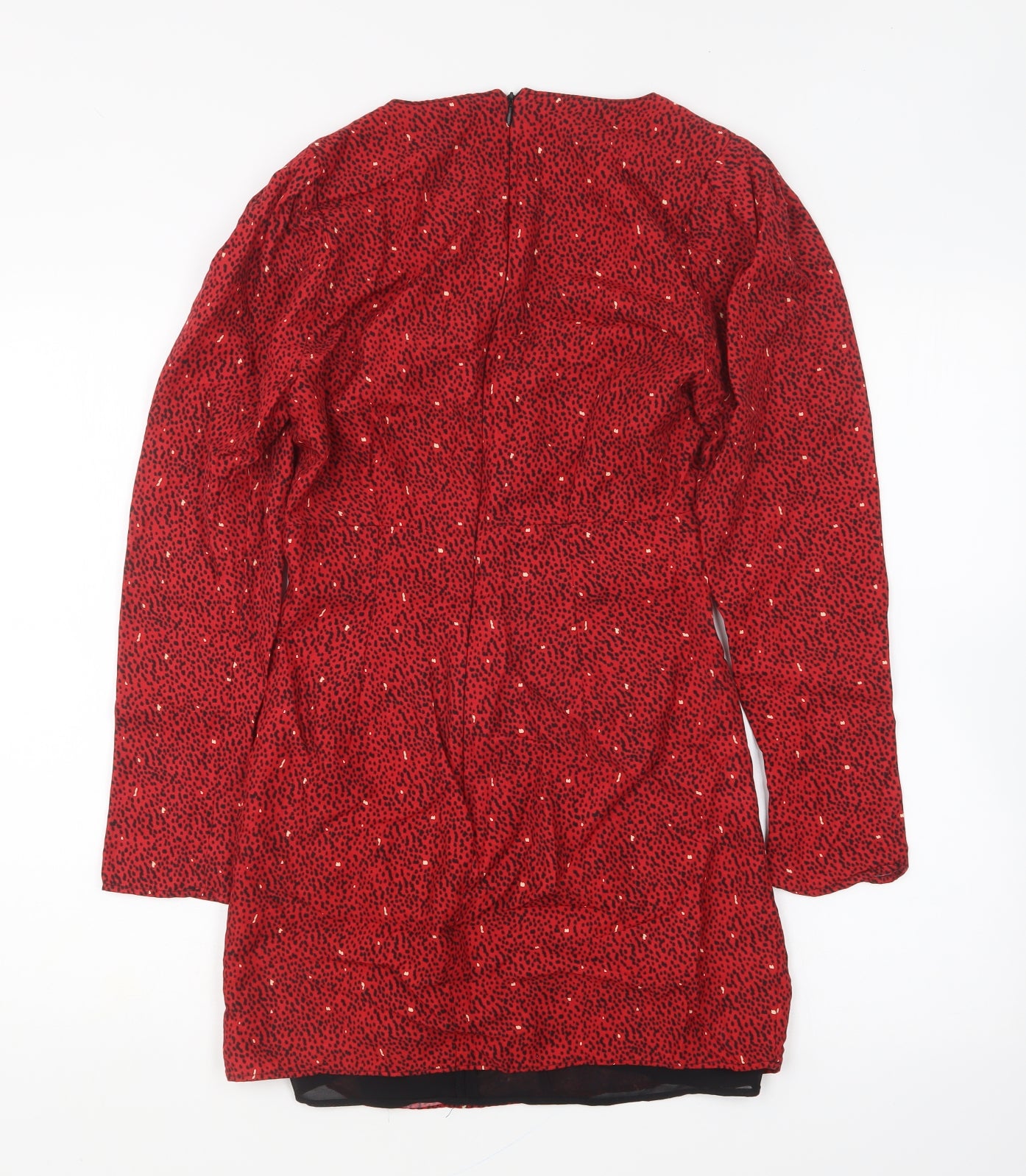 Zara Womens Red Lyocell Mini Size XS V-Neck Zip