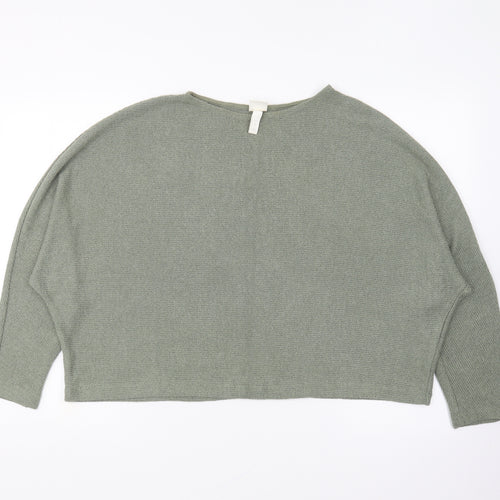 H&M Womens Green Round Neck Viscose Pullover Jumper Size L