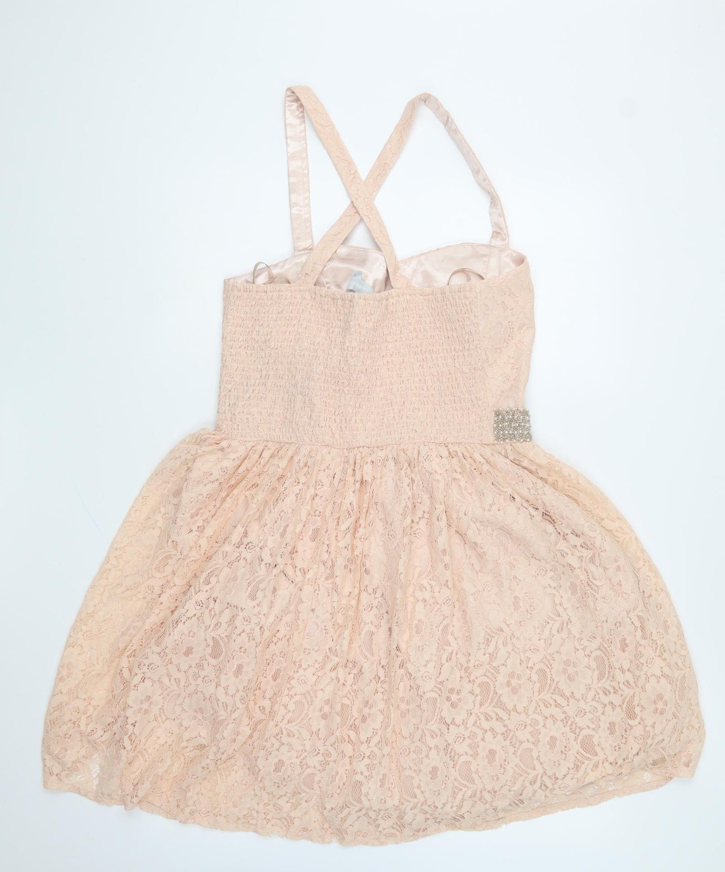 Dorothy Perkins Womens Pink Nylon Skater Dress Size 16 Sweetheart Pullover