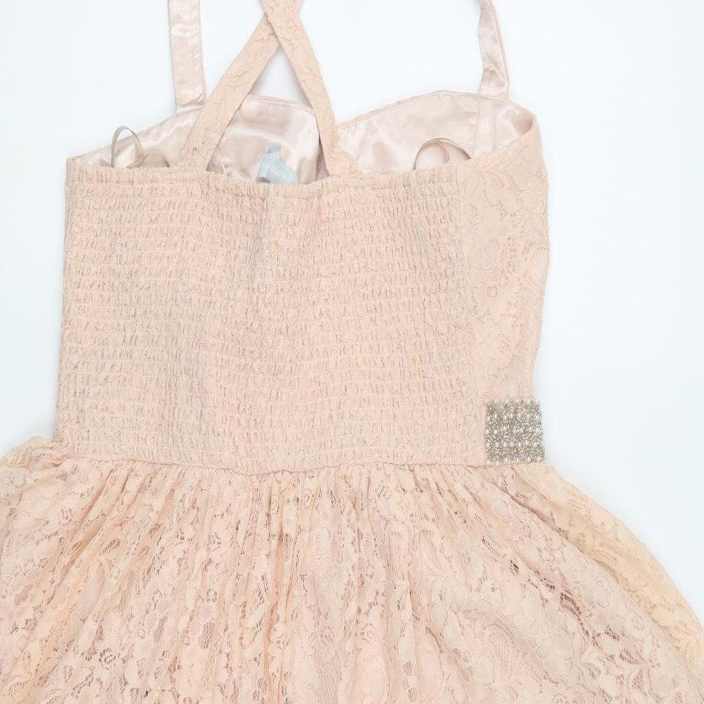 Dorothy Perkins Womens Pink Nylon Skater Dress Size 16 Sweetheart Pullover