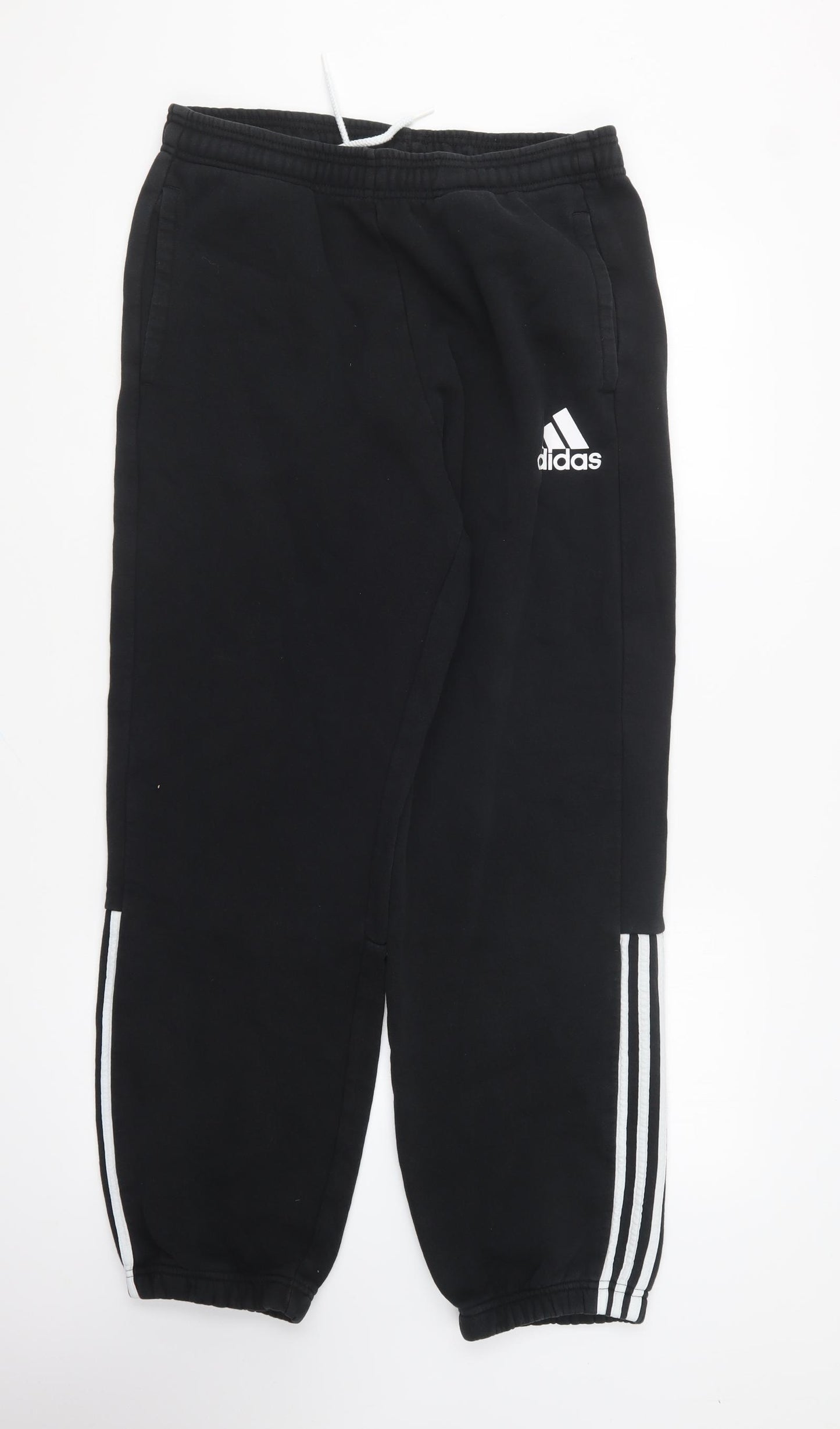 adidas Mens Black Polyester Jogger Trousers Size L L27 in Relaxed Drawstring