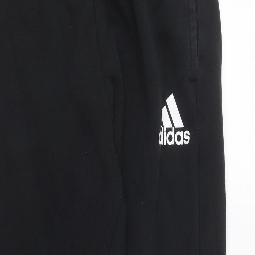 adidas Mens Black Polyester Jogger Trousers Size L L27 in Relaxed Drawstring