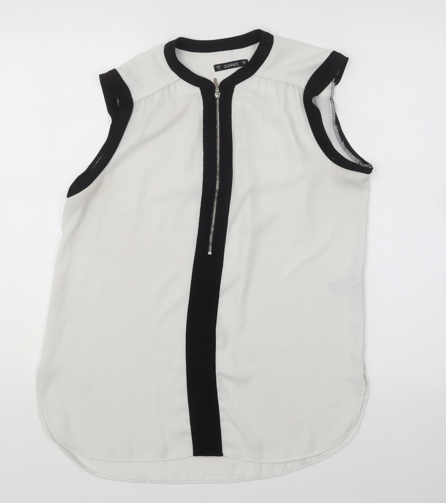 Dunnes Stores Womens White Polyester Basic Blouse Size 12 Round Neck