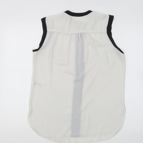 Dunnes Stores Womens White Polyester Basic Blouse Size 12 Round Neck