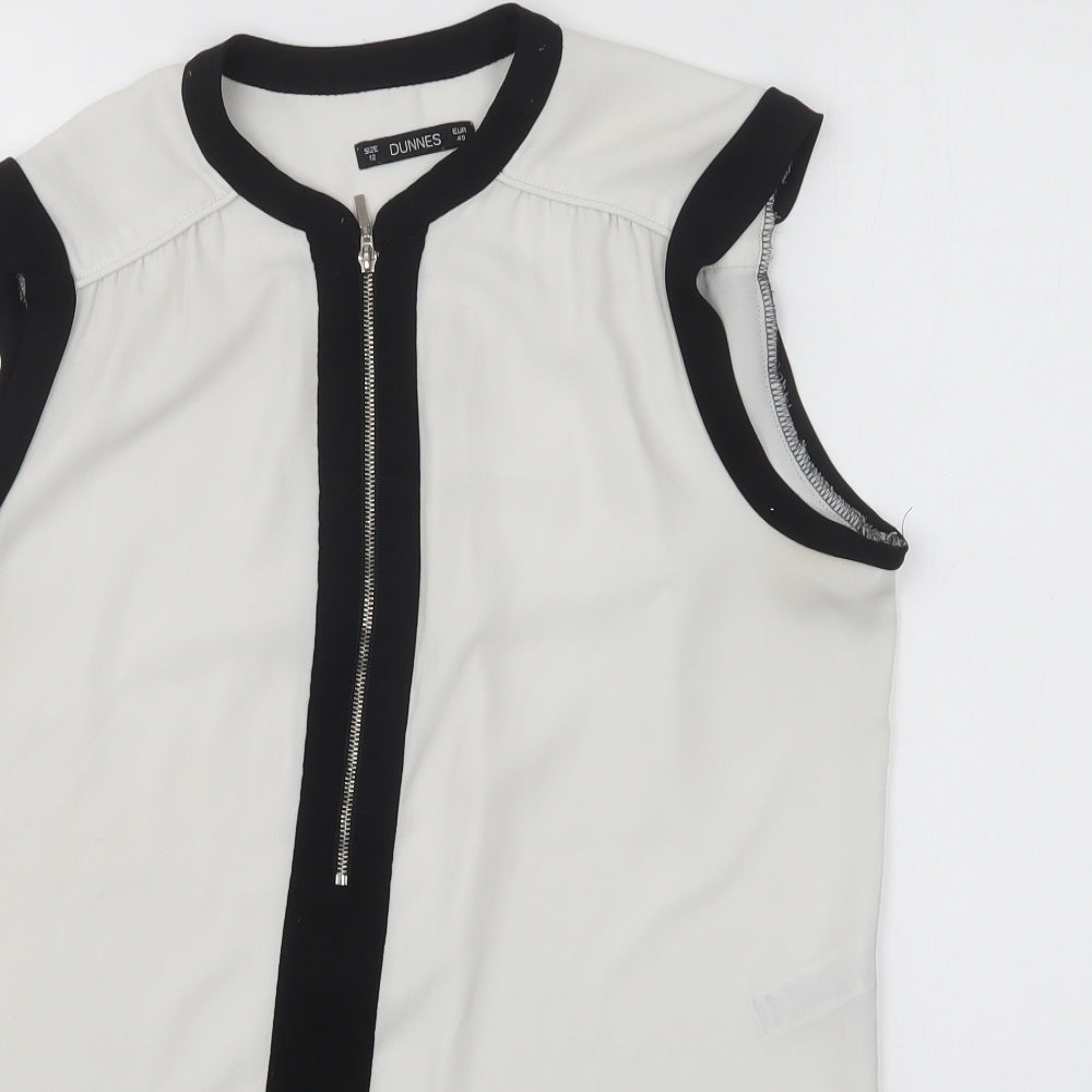 Dunnes Stores Womens White Polyester Basic Blouse Size 12 Round Neck