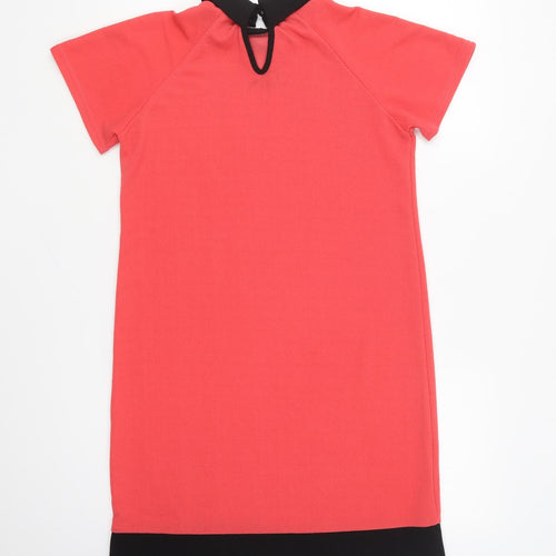 Exhibit Womens Red Polyester Shift Size 12 Collared Button