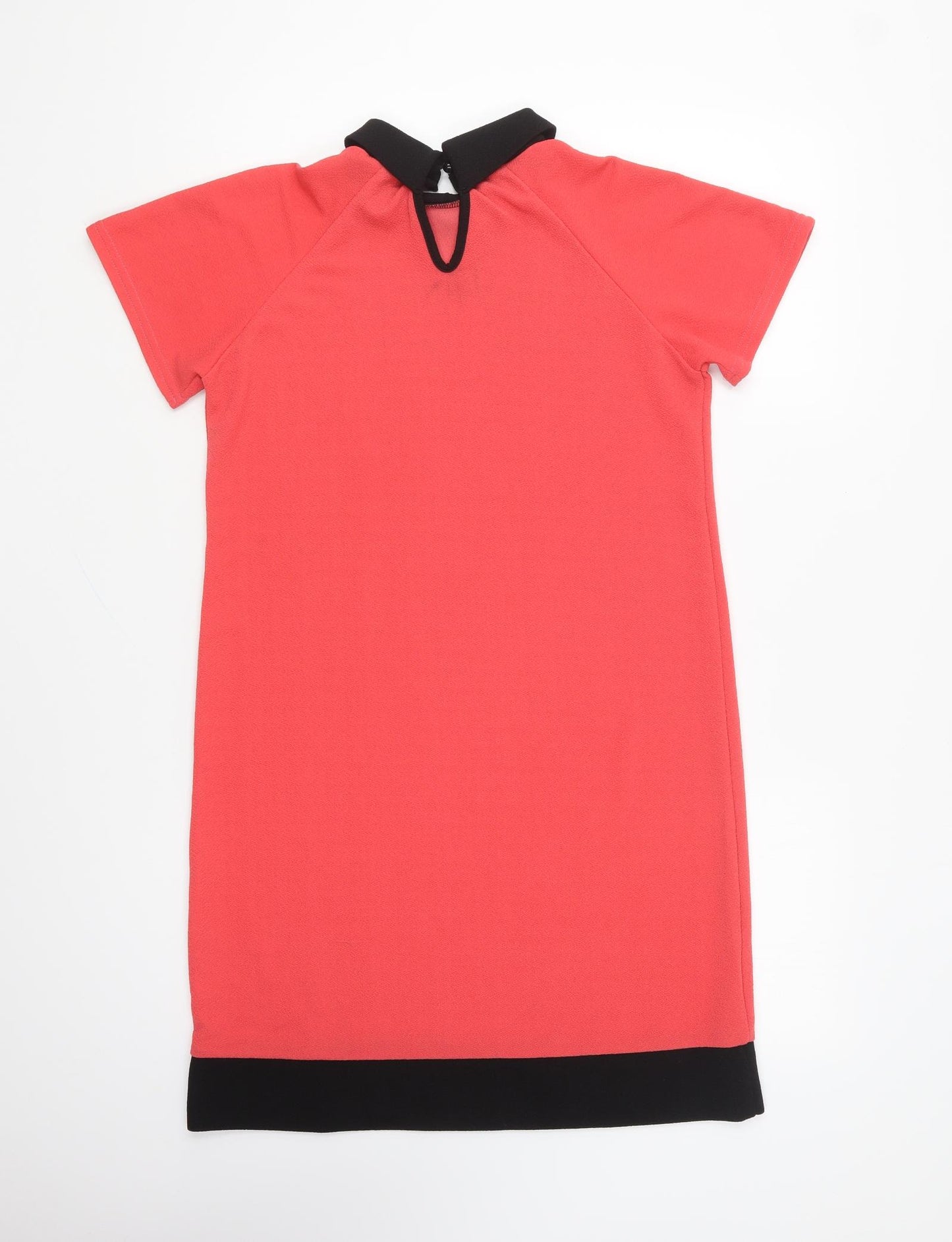 Exhibit Womens Red Polyester Shift Size 12 Collared Button