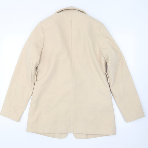Missguided Womens Beige Overcoat Coat Size 8 Button