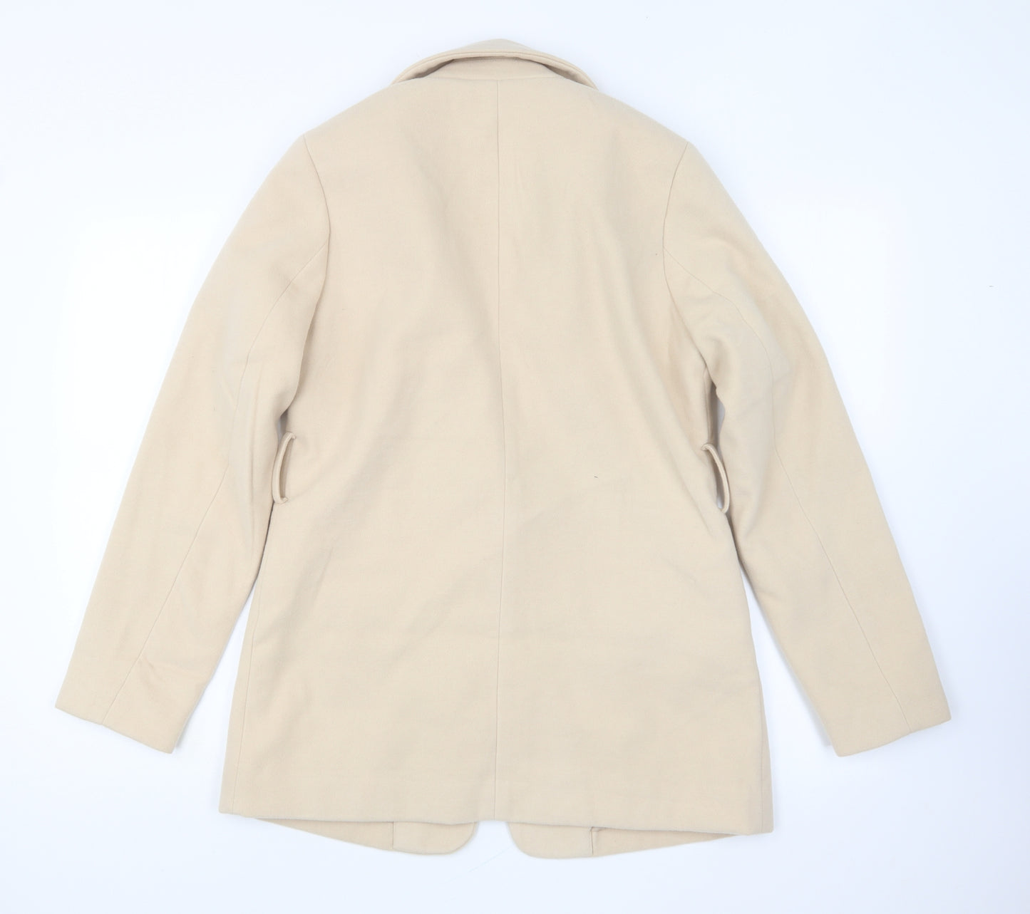 Missguided Womens Beige Overcoat Coat Size 8 Button