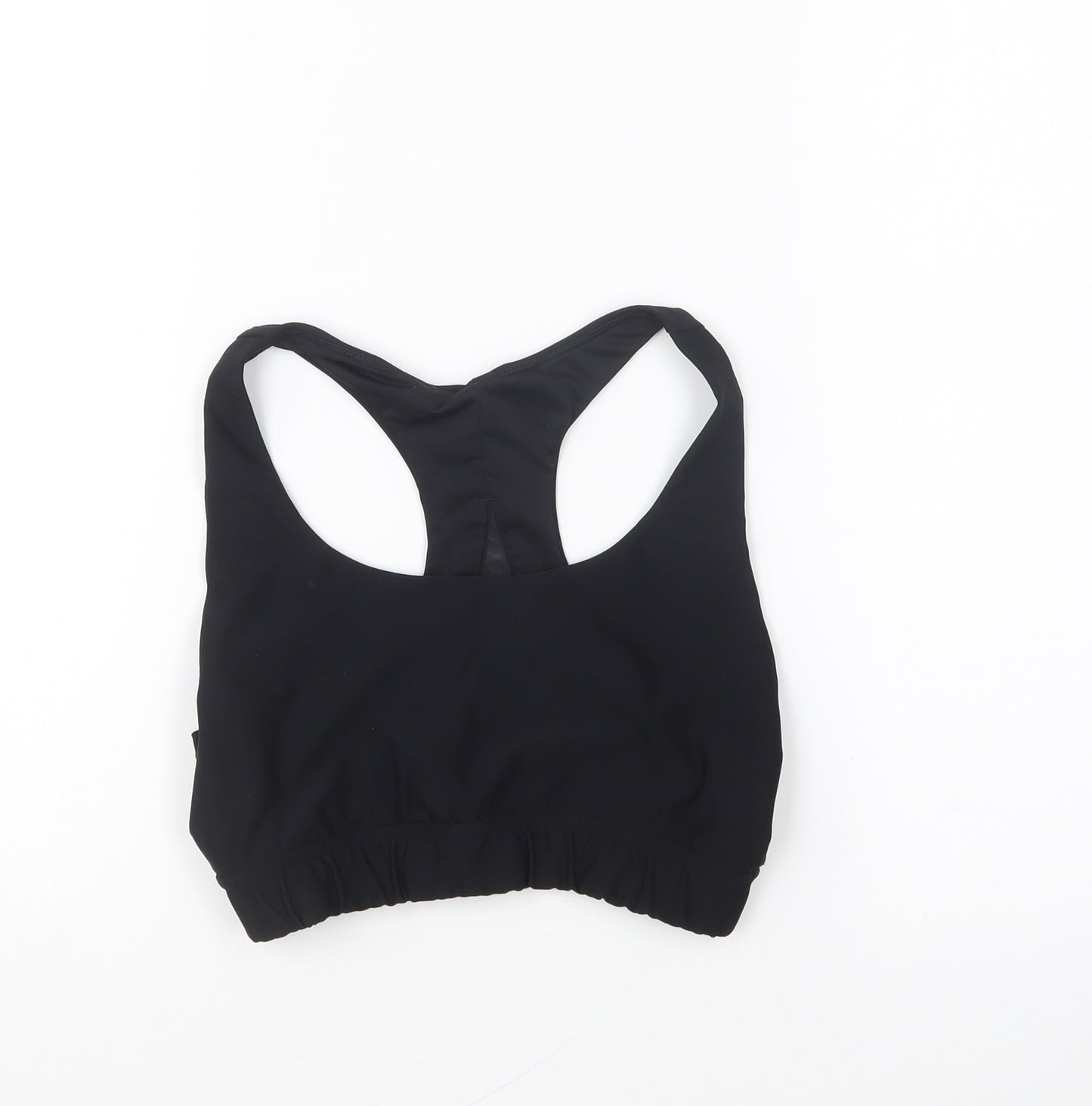 Athletic Works Womens Black Polyester Cropped T-Shirt Size M Round Neck Pullover - Sports Bra